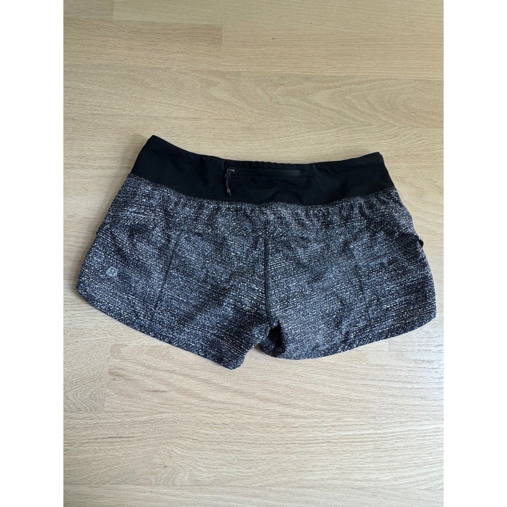 Lululemon Speed Up Low Rise Lined Running Shorts Black White Space Dye Static 4
